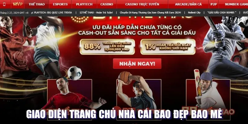 Giao diện trang chủ nhà cái bao đẹp bao mê