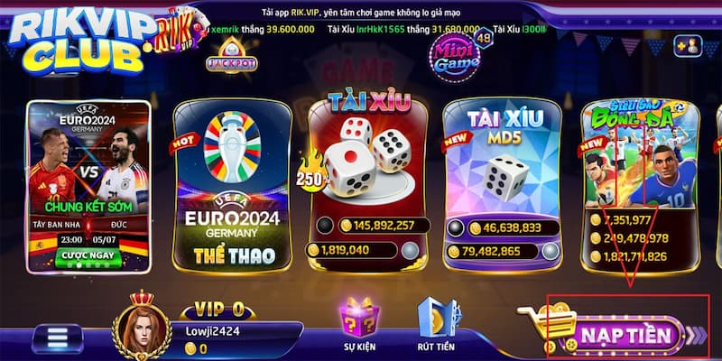 Các trò chơi casino Rikvip hấp dẫn cho người chơi