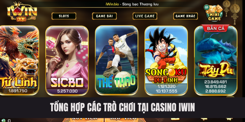 Tổng hợp các trò chơi tại casino IWIN